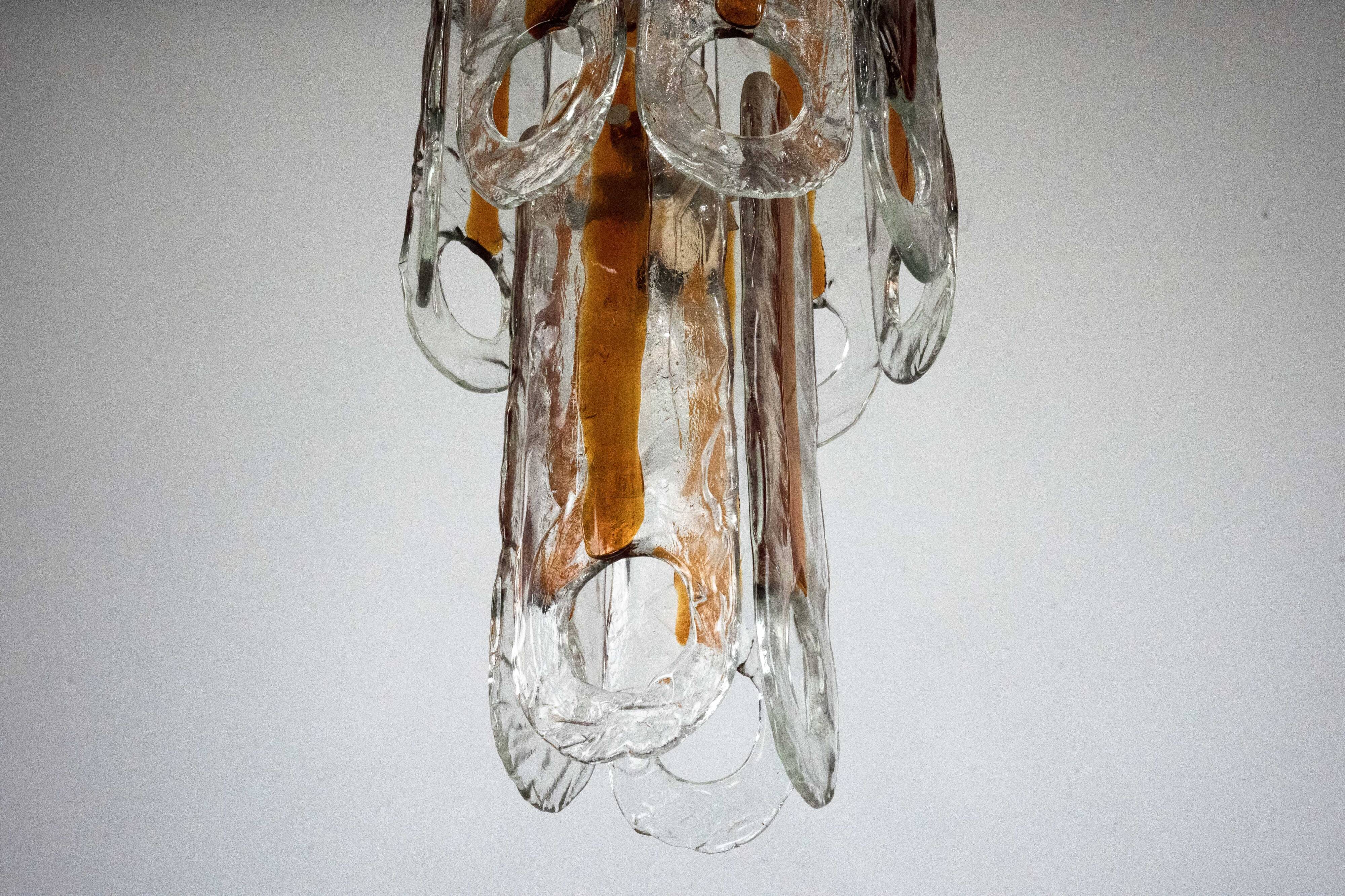 Italian Vintage Murano glass chandelier by Mazzega, model Occhio. Italy '70