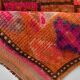 Long Tapis Couloir Vintage Orange et Fuchsia à Motifs Géométriques,91x278Cm