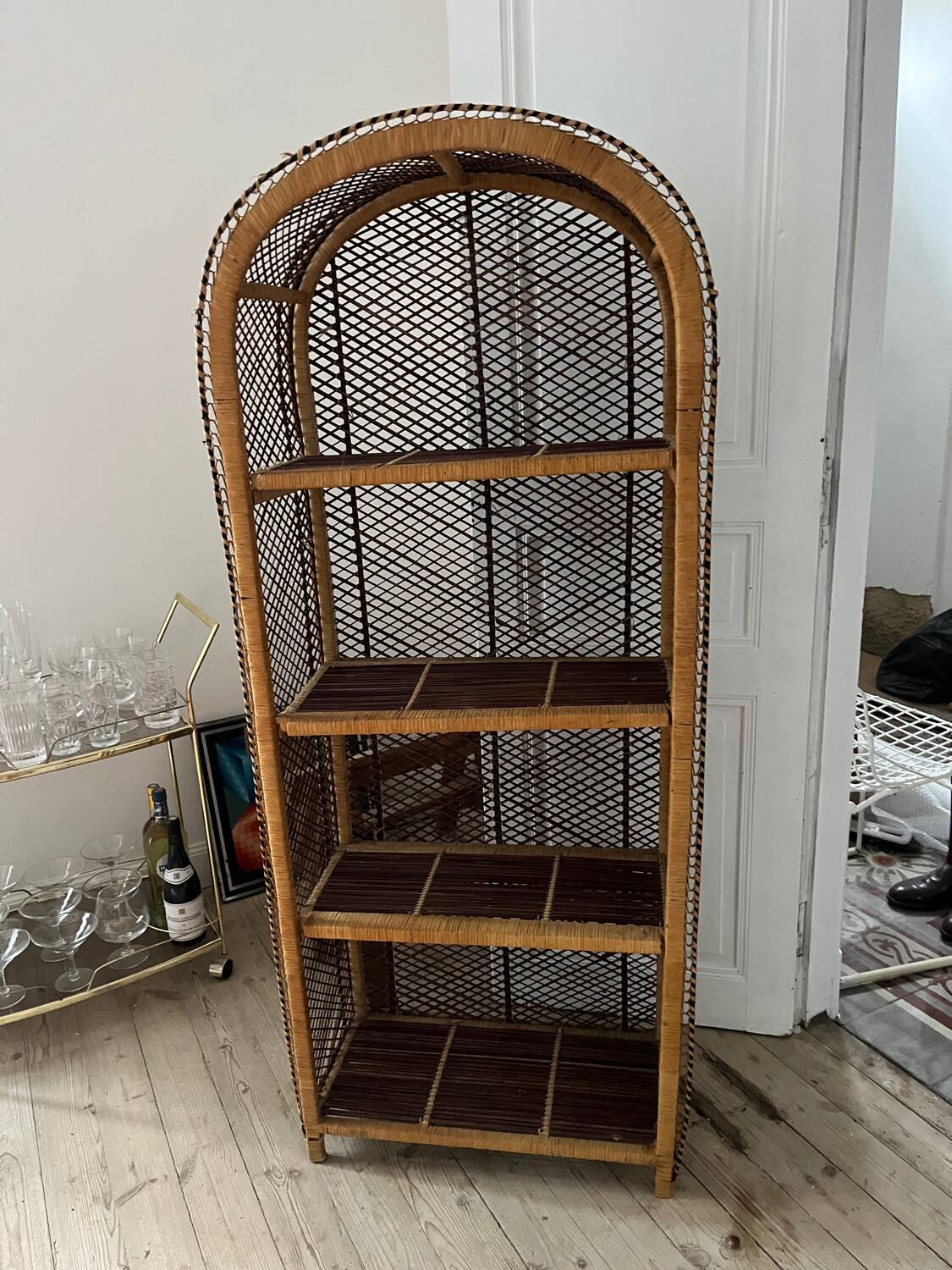 Vintage rattan shelf