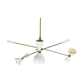 Asymmetric Italian Brass Ceiling Lamp  Style, 1950s Mid-Century