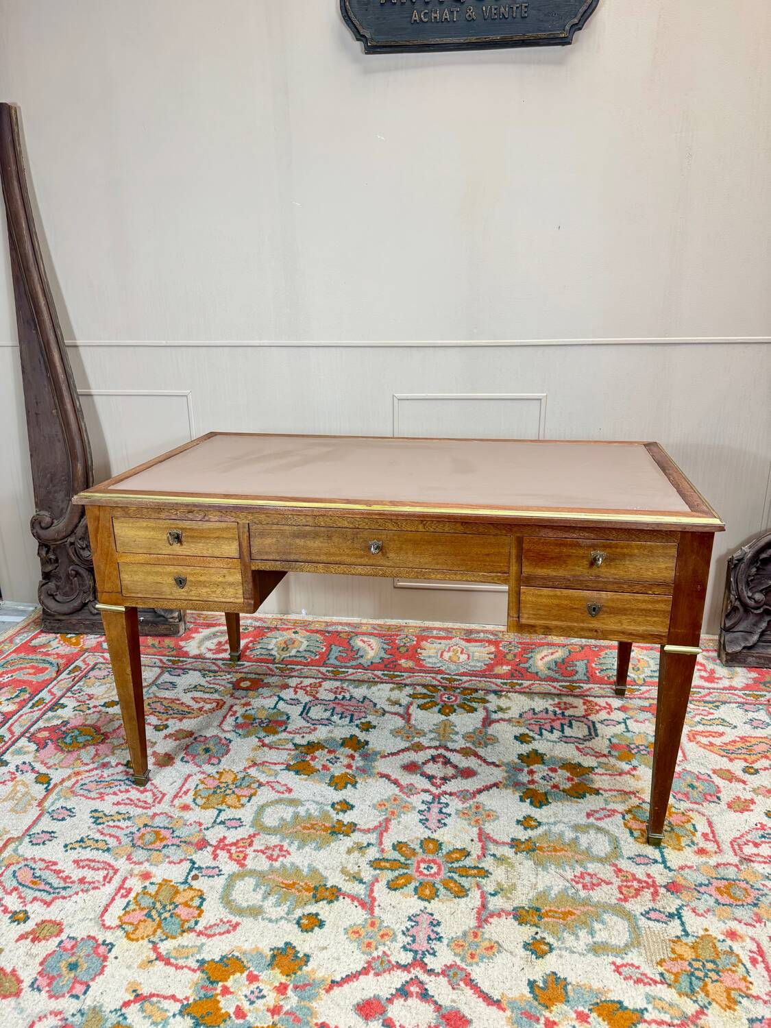 Bureau Plat Double Face En Acajou De Style Louis XVI XIX Eme Siècle