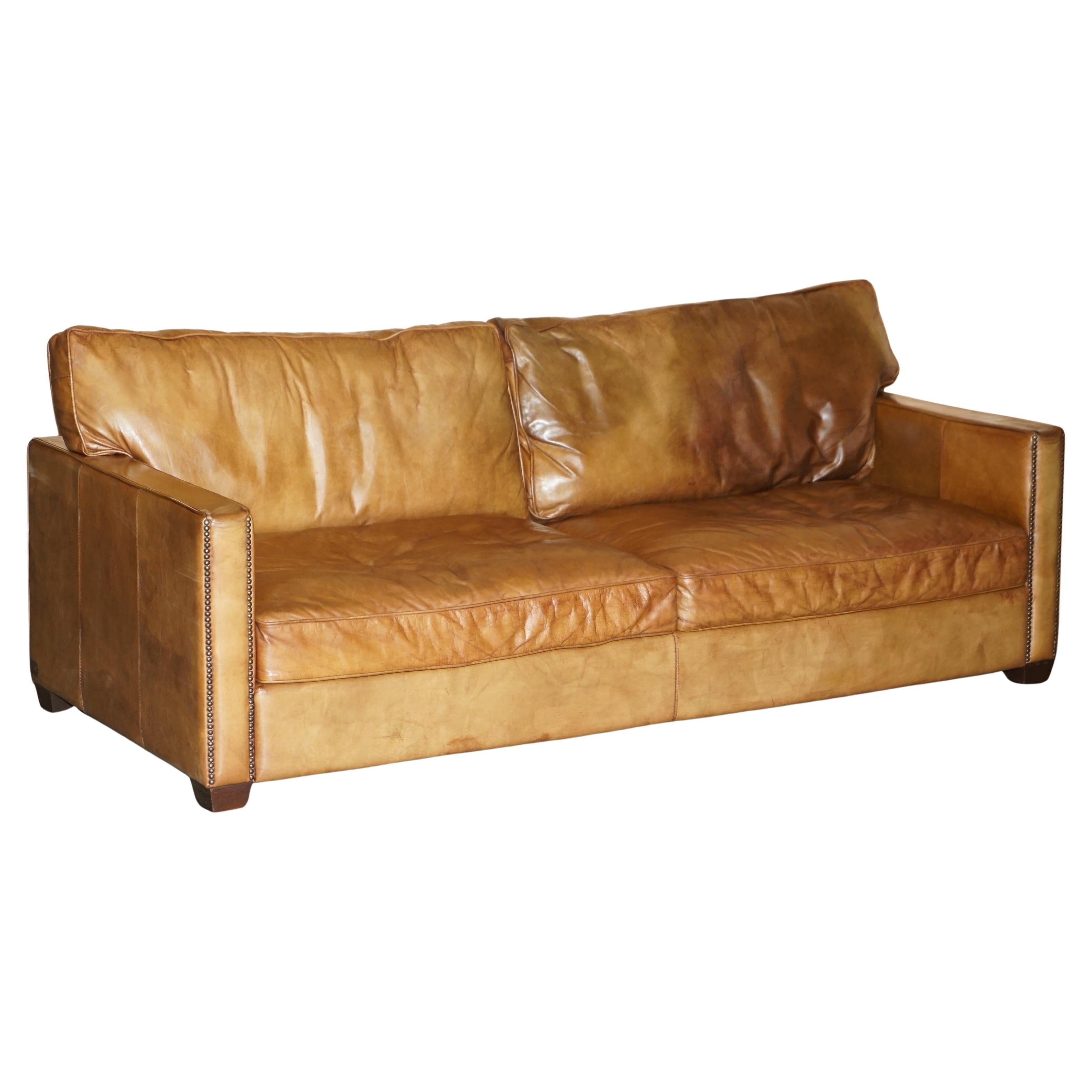 Three-seater leather sofa Viscount William Halo Timothy Oulton