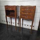 Pair of Louis XV style bedside tables in marquetry