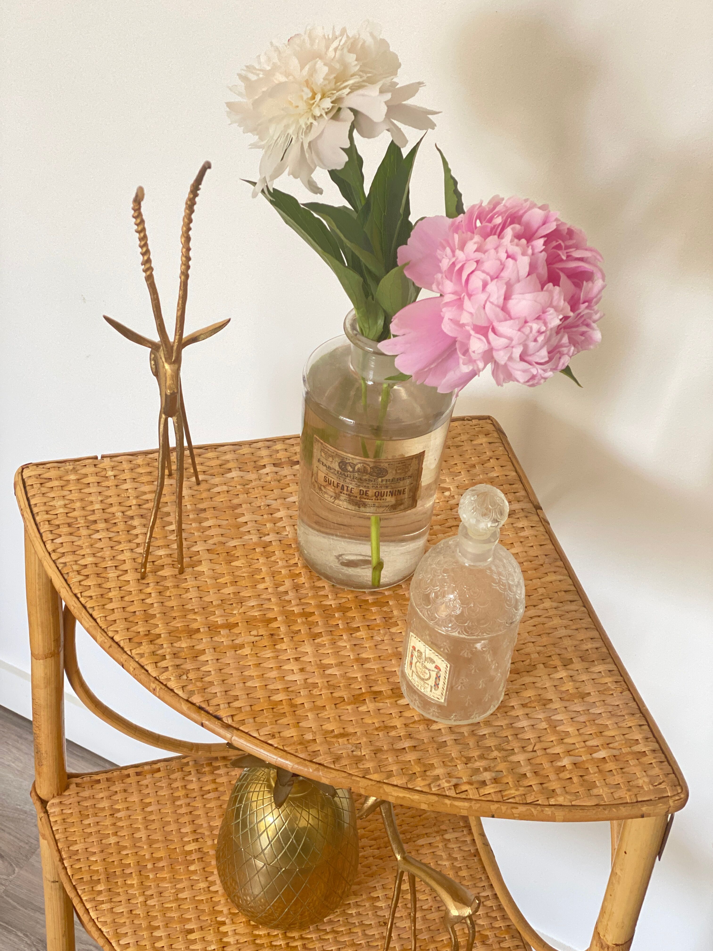 Rattan corner shelf