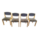 Set of 4 chairs in blond wood and gray fabric - vintage