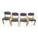 Set of 4 chairs in blond wood and gray fabric - vintage