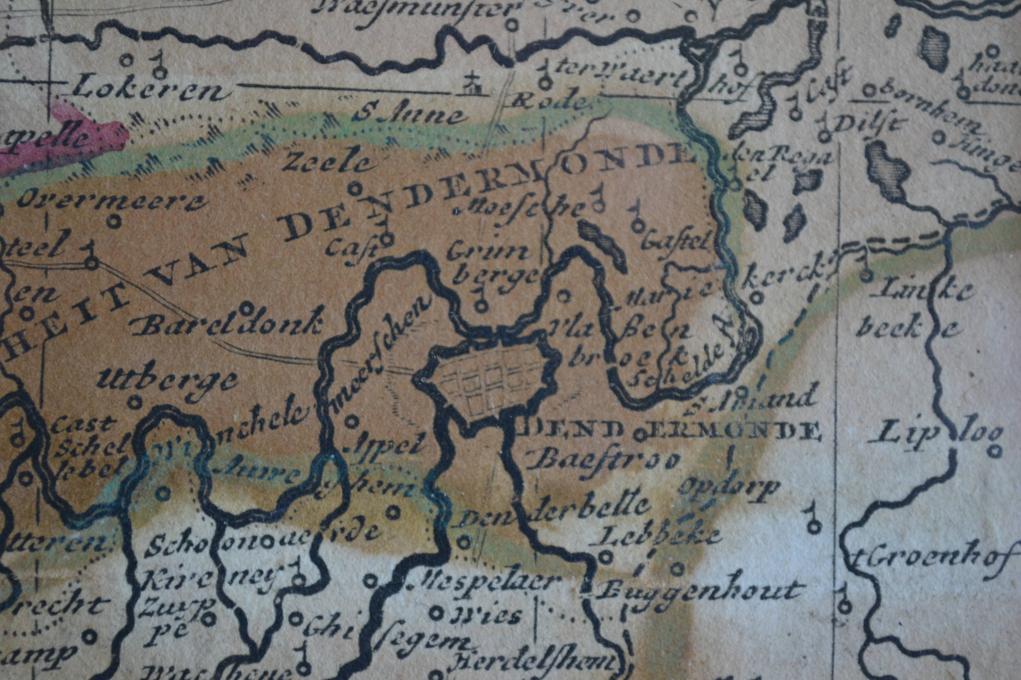 Map of the County of Flanders Belgium by Peter Schenck (1660 1718)