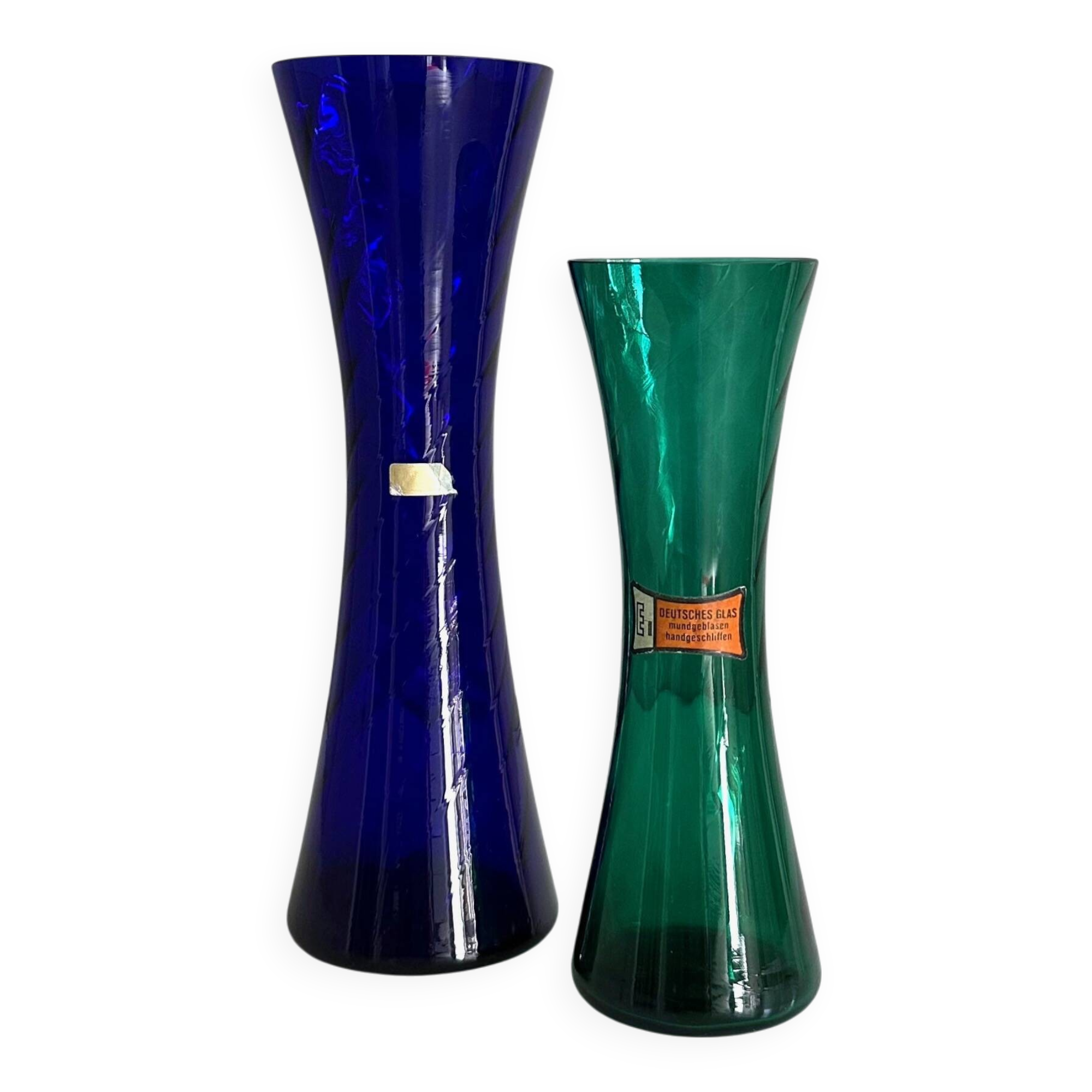 Mid Century glass vases, crystal glass, glassworks Rheinpfalz, 60's