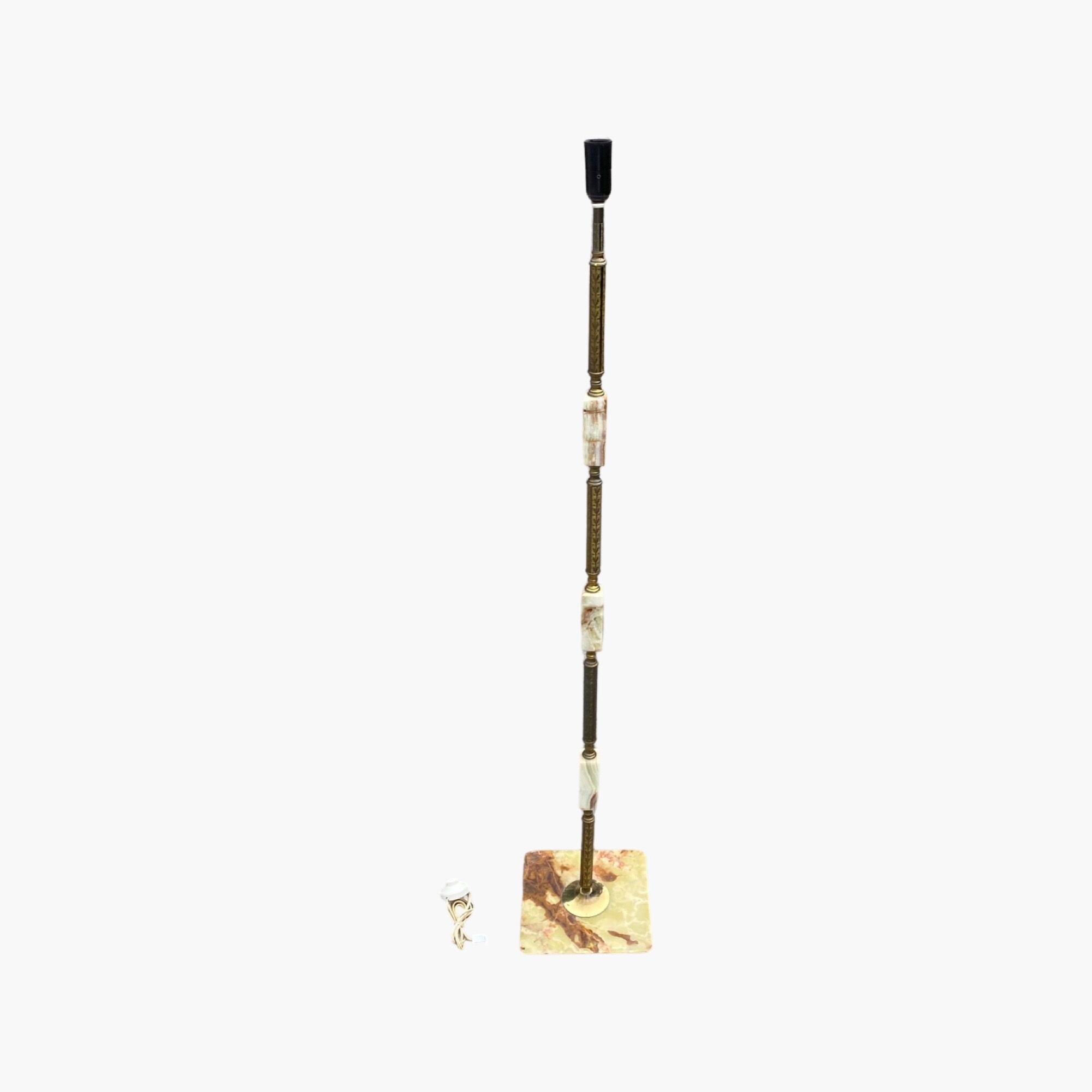 Super Rare Vintage Floor Lamp - Brass & Green Marble