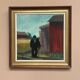 Swedish Oil on panel "man standing" by Svan Grandin, Vintage & Framed 40×38cm