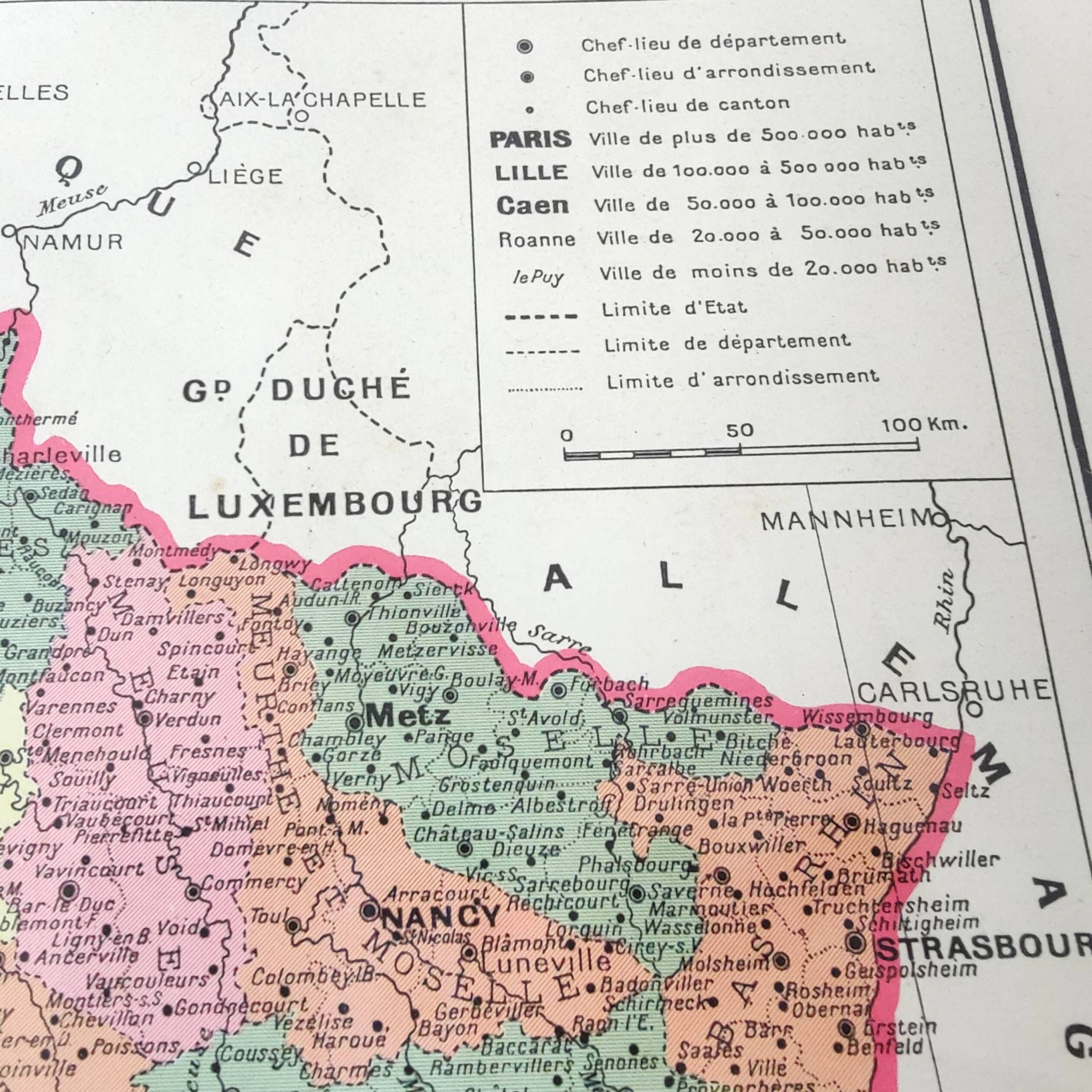 Old map of France and its departments in 1950 43x43cm