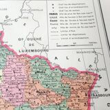 Old map of France and its departments in 1950 43x43cm