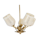 Mid-century brass and glass pendant light by Sario, Finland, 1950s.
