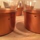 6 Scandinavian cups copper and teak Schott & Gen glass 70's