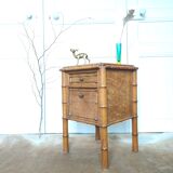 Faux bamboo wood bedside table
