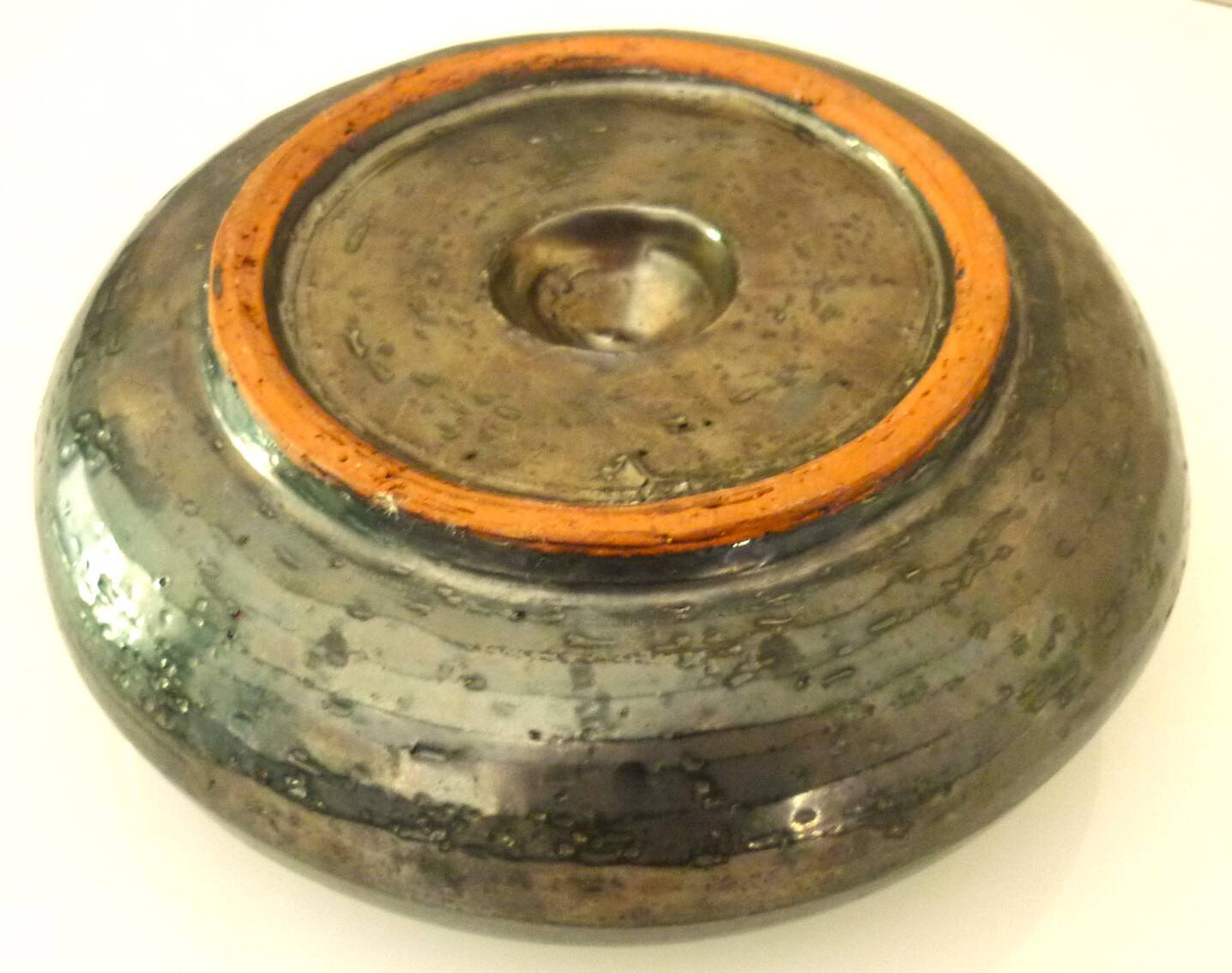 Black ceramic ashtray, enamelled, signed Jean Marais, 1960s/1970s