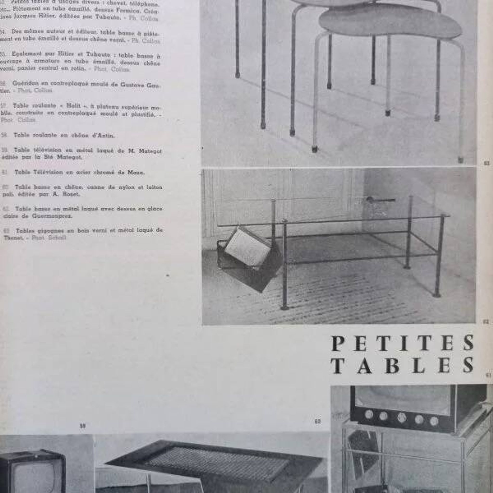 Metal and glass coffee table gérard guermomprez 1956