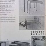 Metal and glass coffee table gérard guermomprez 1956