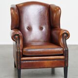 wing chair made of sheep leather
