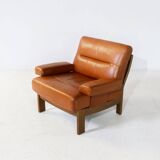 Brutalist 7-piece cognac leather modular sofa