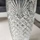 Vase vintage en Cristal de Bohème. Design stylé à motifs géométriques. Boho-chic. Haut 24,5 cm