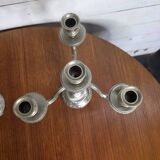 Pair of Louis XVI style candlesticks in silver-plated bronze