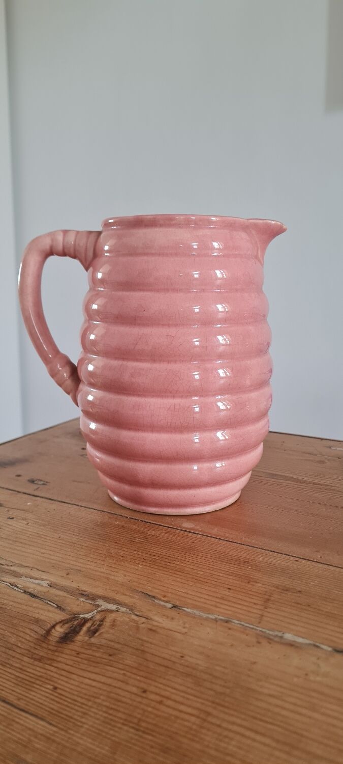 Glazed stoneware pitcher