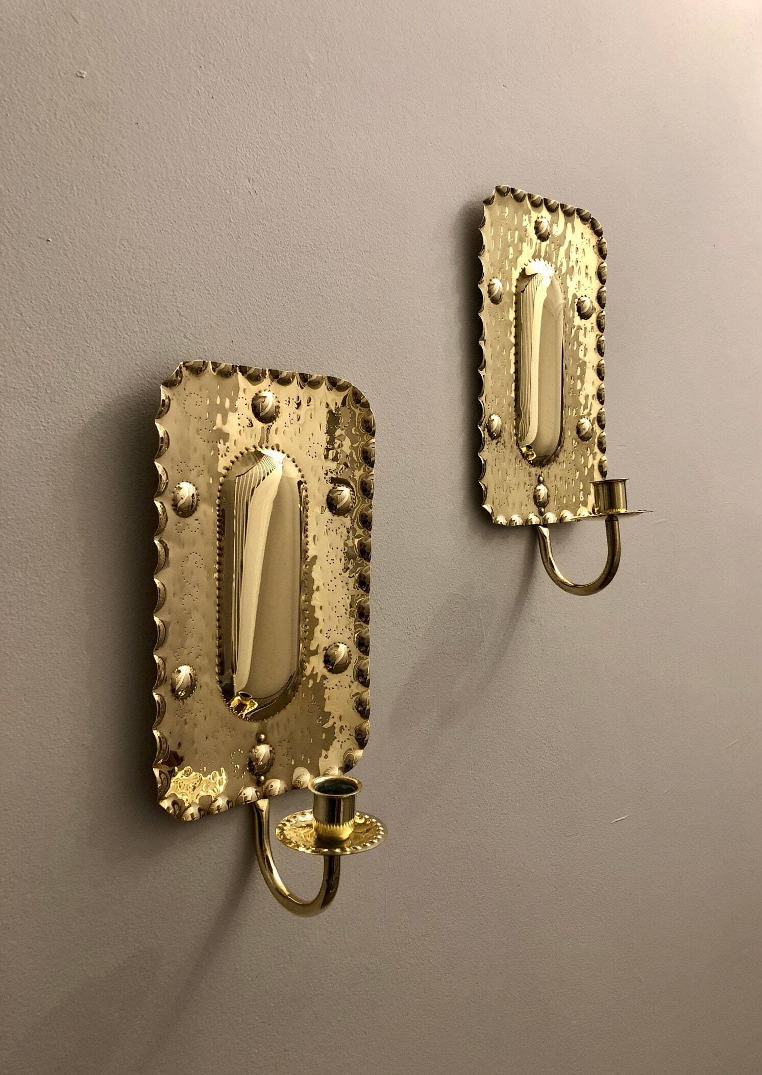 Pair of Mid-Century Swedish Brass Sconces