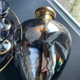 Complete shot service in silver-gray and engraved gold crystal