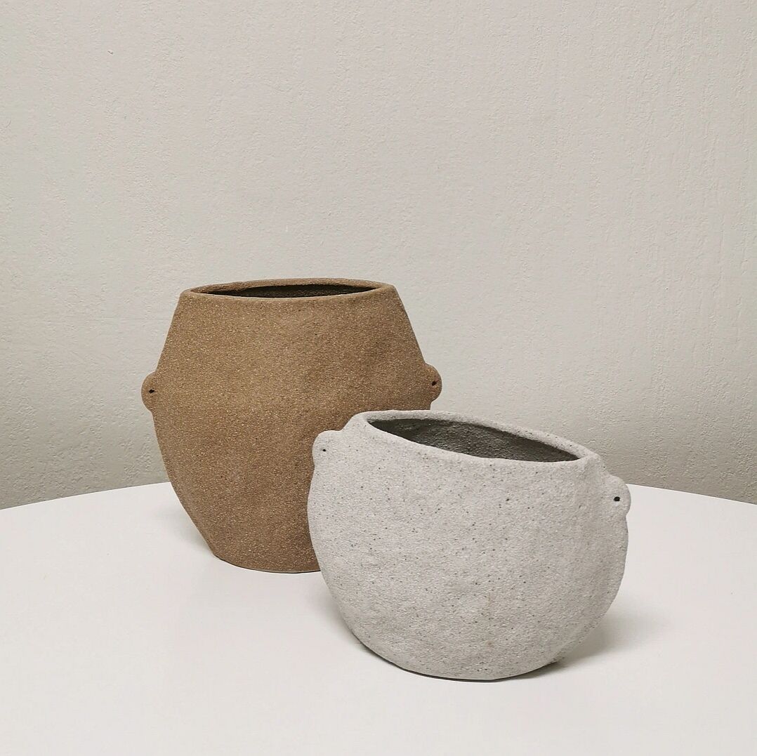 Pair of organic ceramic vases