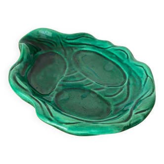 Antique Condiment Dish VALLAURIS Green Ceramic Vintage Tableware