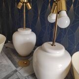 Lamps 2 white cracked ceramic foot fires