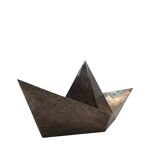 Modern silver-plated paper boat sculpture, Paola C. Aldo Cibic Italy 1980