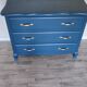 Chest of drawers in solid oak painted blue