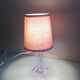 Bedside lamp with glass base and beige fabric lampshade / vintage 60s-70s
