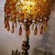 1970 lamp, patinated painted wood, and amber acrylic lampshade 70x28 elec ok;