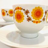 X4 porcelain cups bavaria schumann arzberg germany 70s -sun pattern-retro-kitchen