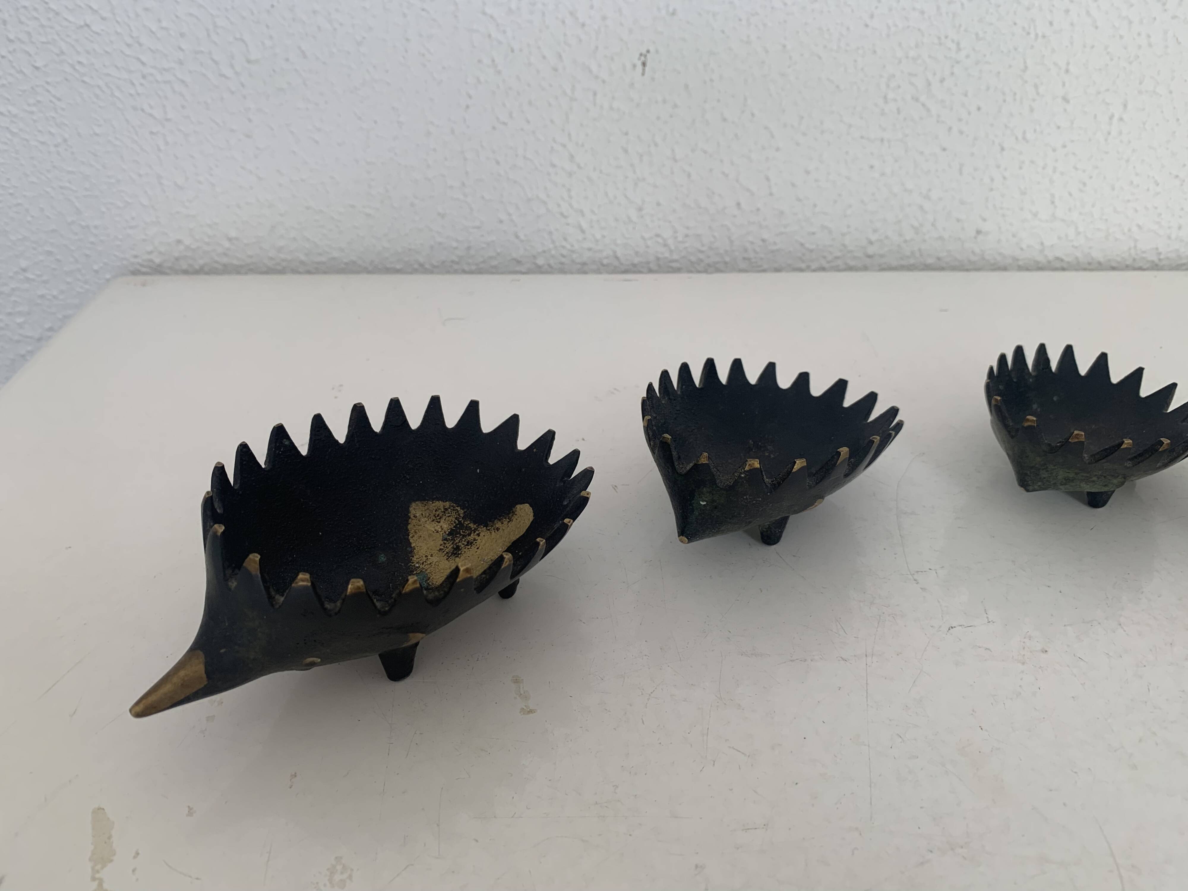 Vintage 1950 hedgehog ashtrays by Walter Bosse for Hertha Baller