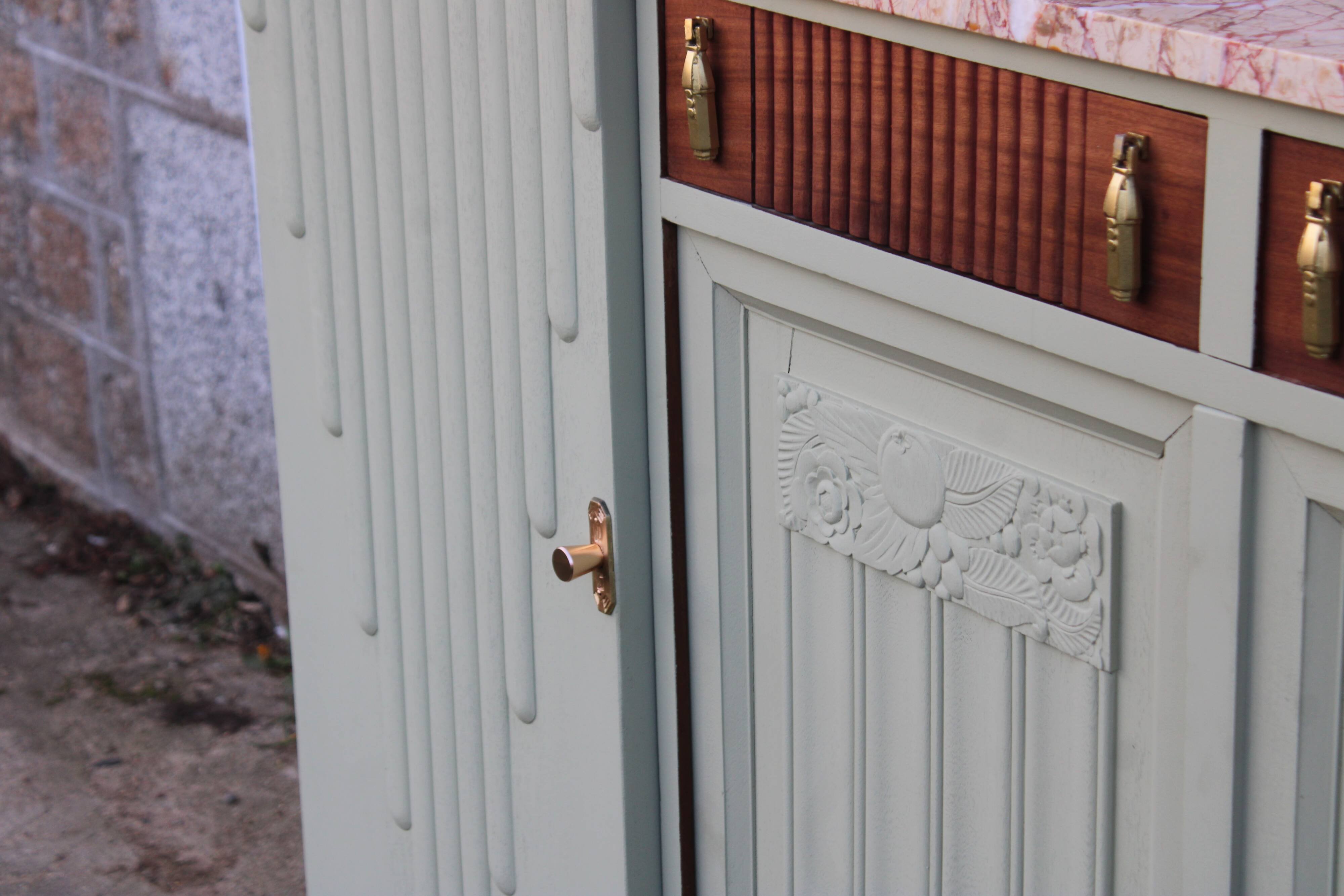 Renovated antique Art Deco sideboard – Lizard Green (Pure & Paint)
