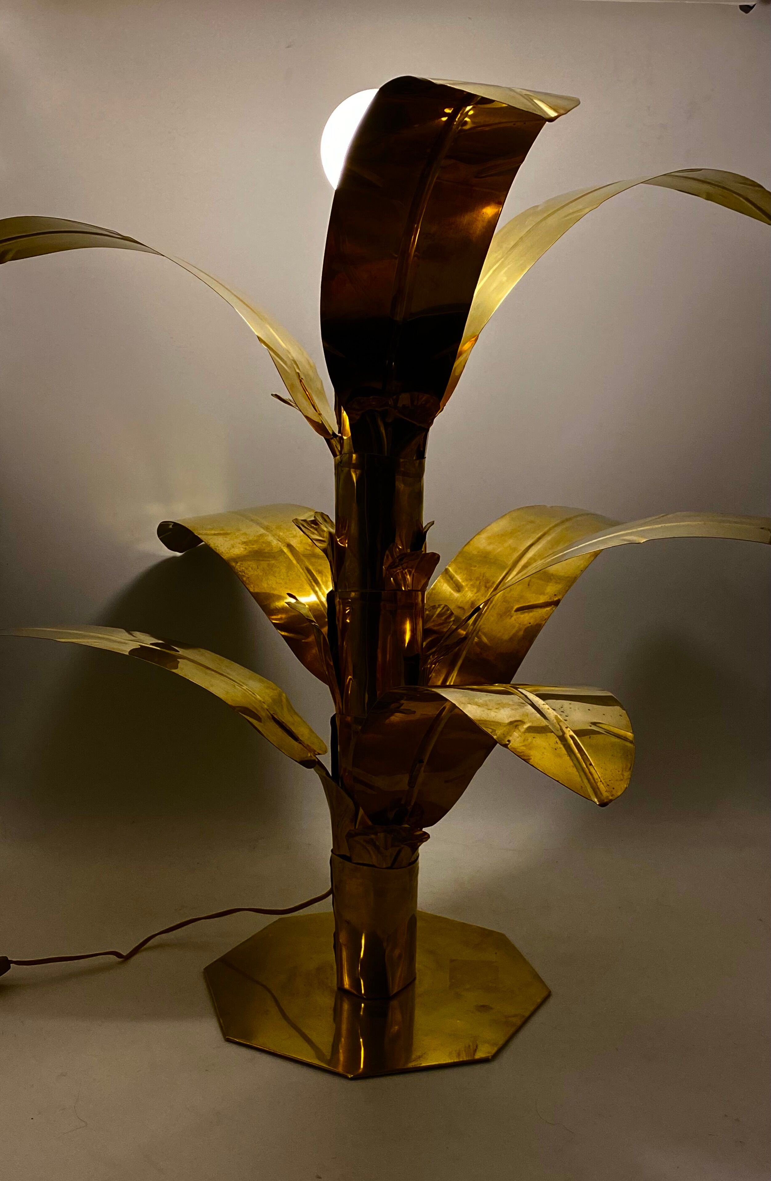 Palm tree brass floor/table lamp, Bottega Gadda Italy, 1960