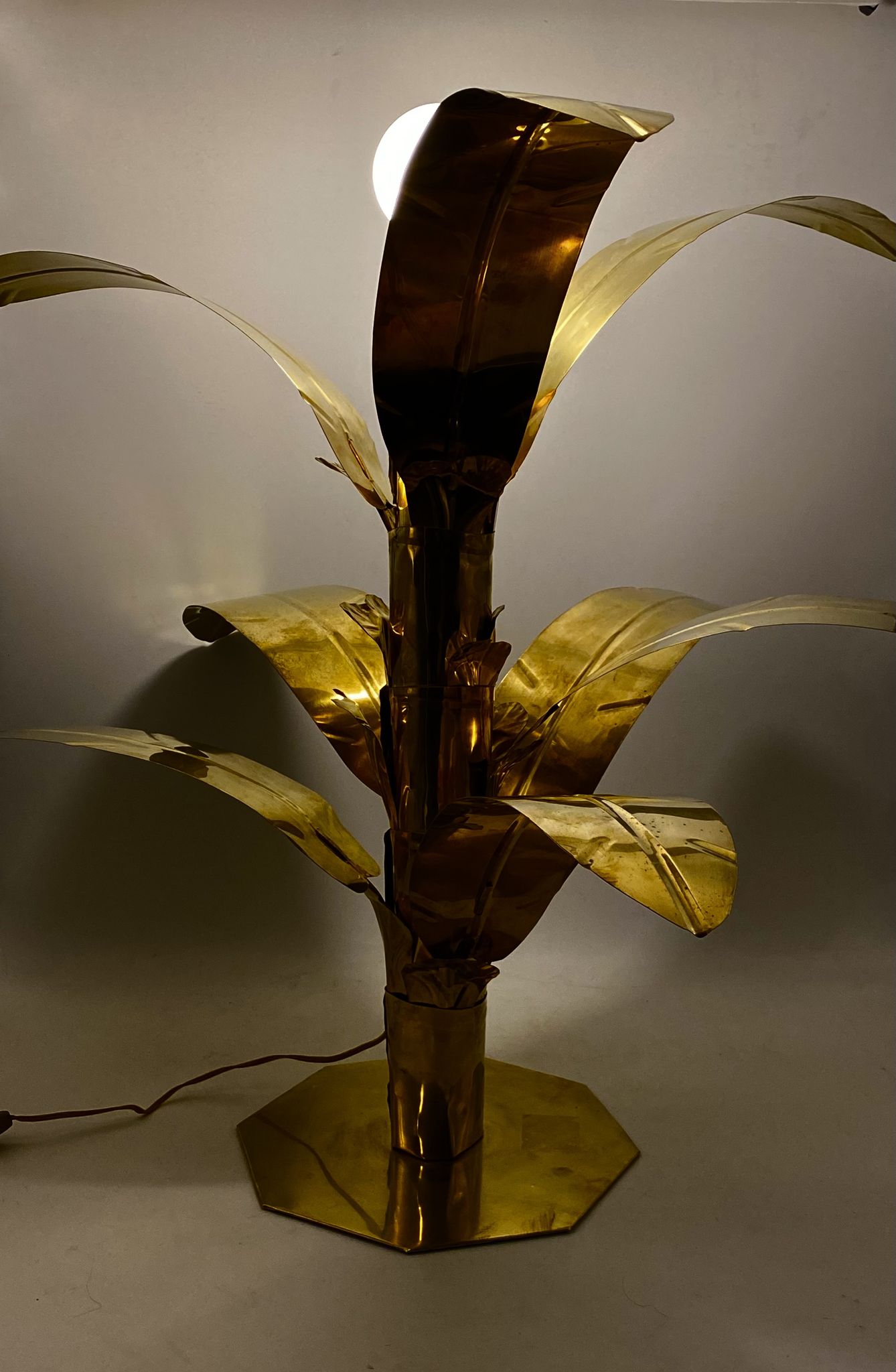 Palm tree brass floor/table lamp, Bottega Gadda Italy, 1960