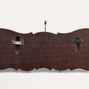 Art Nouveau style coat rack in oak with brass hooks, France ca. 1915