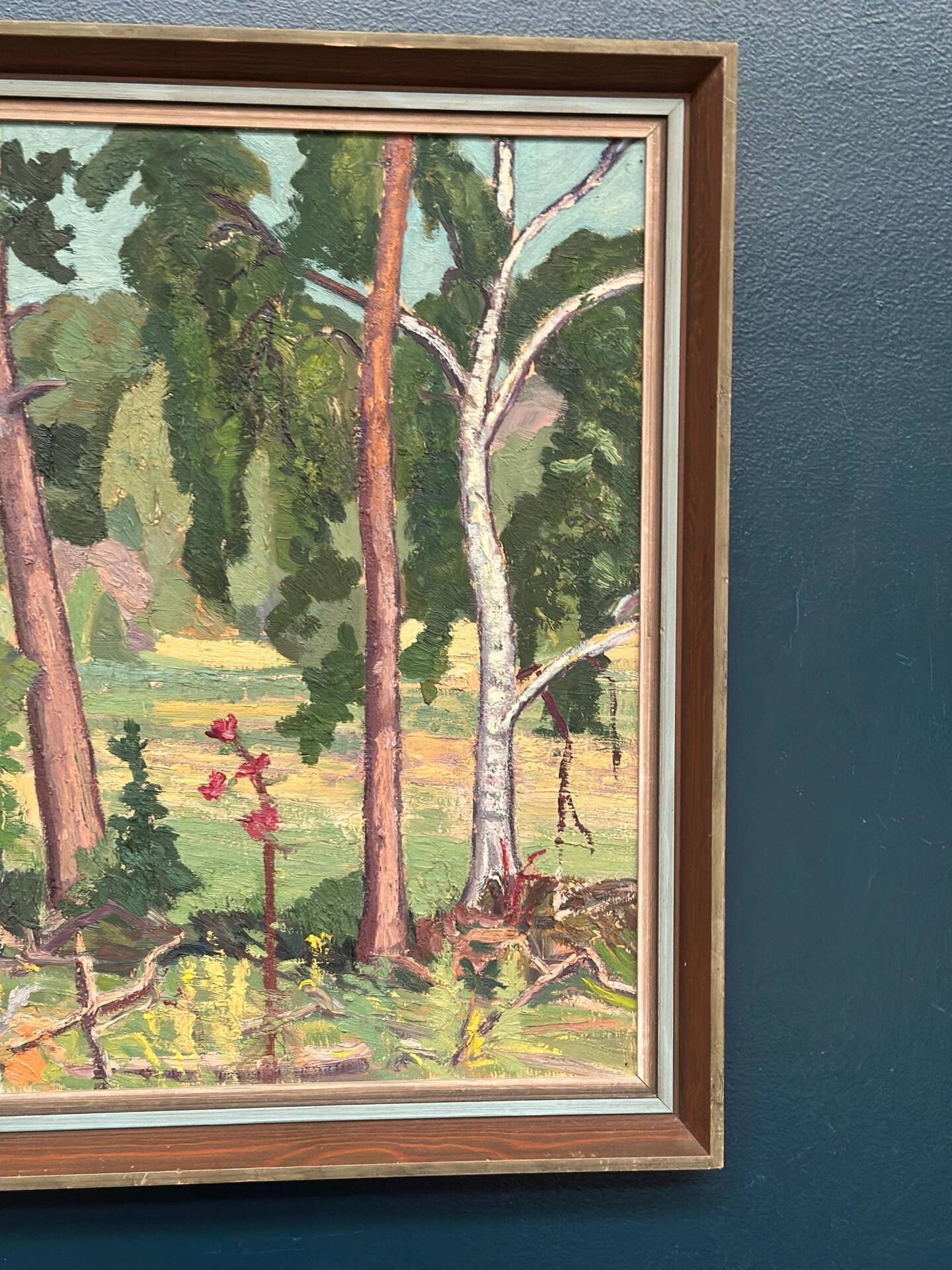 Huile su panneau suédoise – « Forêt » par Bertil Lundgren (1900–1979)
