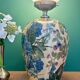 Vintage table lamp with floral decorations and white opaline.