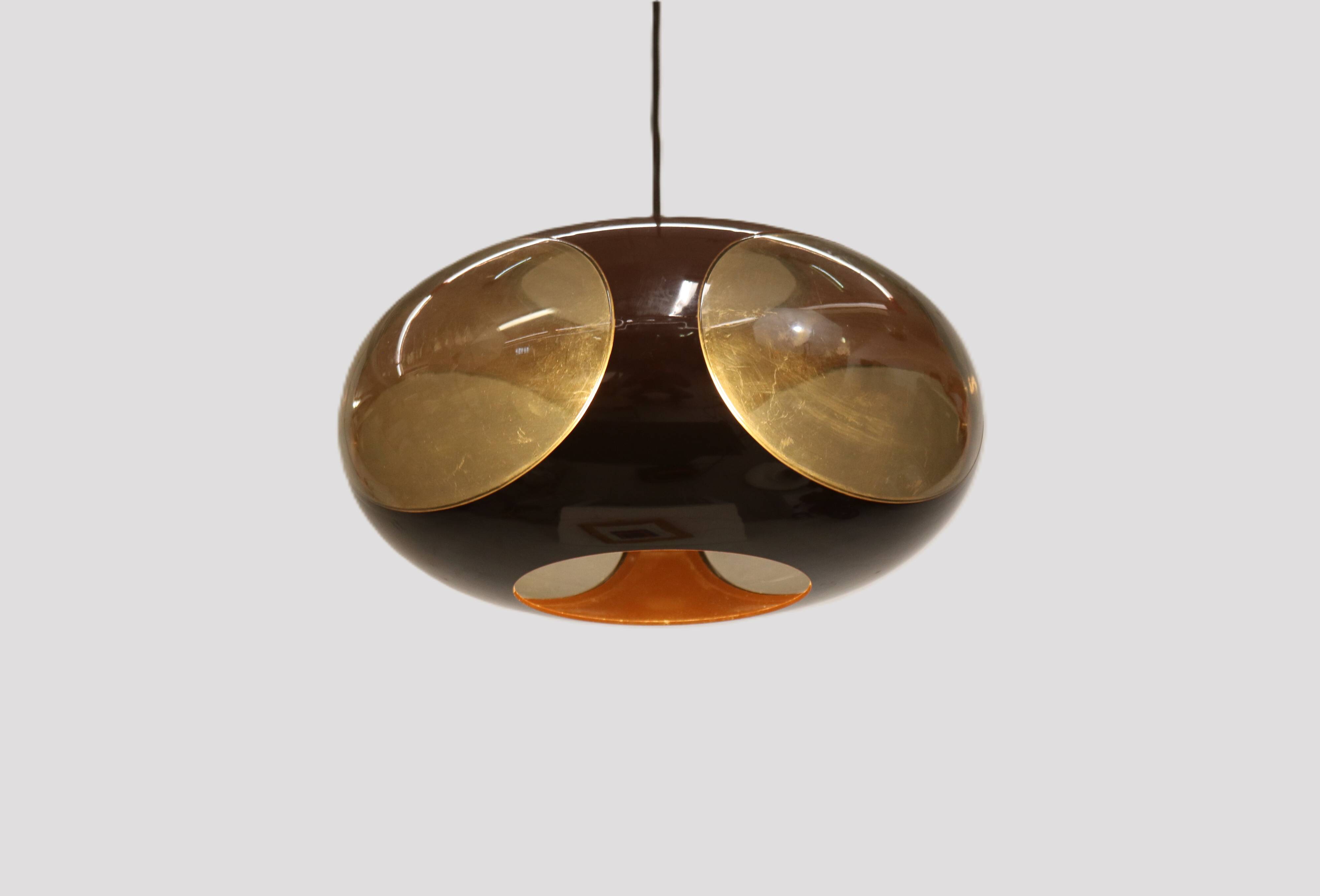 Space age bug eye ufo lamp *** Massive Belgium *** chocolat brown colour **