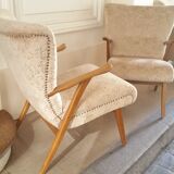 Set of 2 chairs 50s cocktail Wing chair Zig Zag Vintage restored