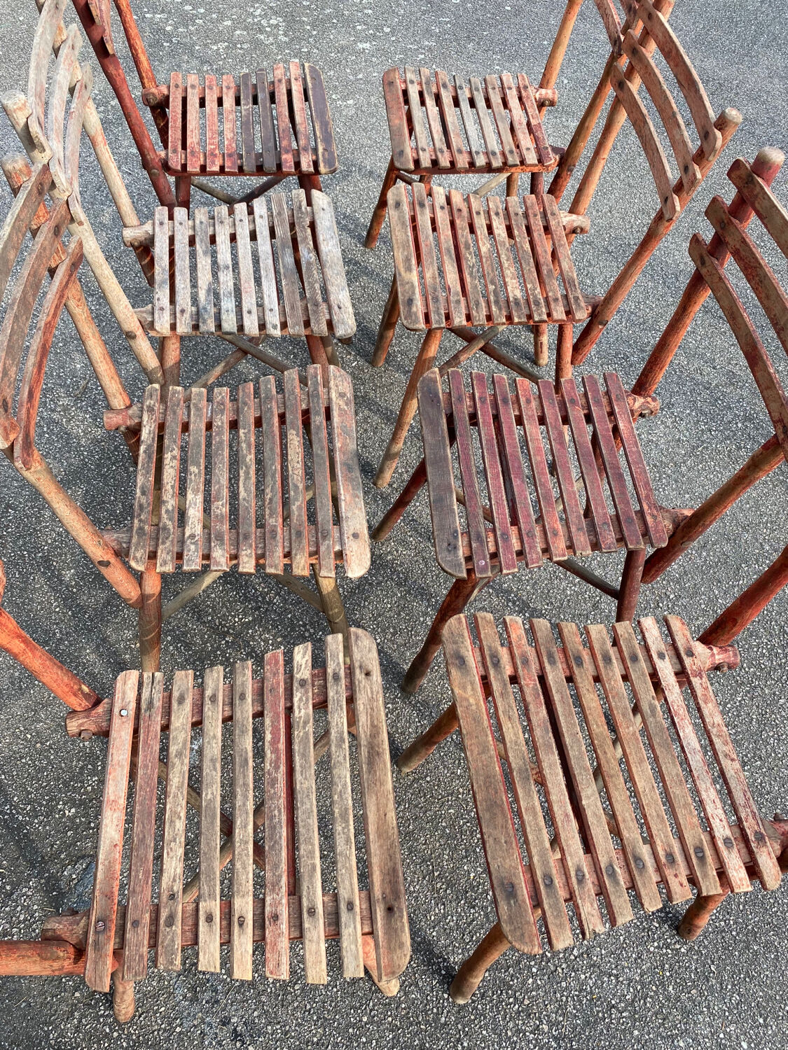 Set of 8 guinguette chairs 1920