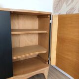 Superb Art Deco sideboard in matte black and raw wood