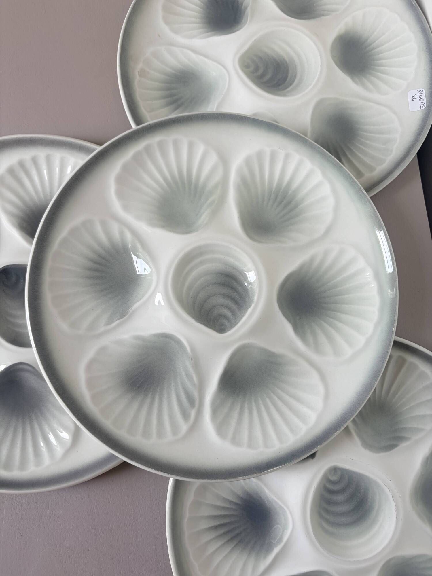 4 vintage oyster plates Moulin des Loups in porcelain 2106172