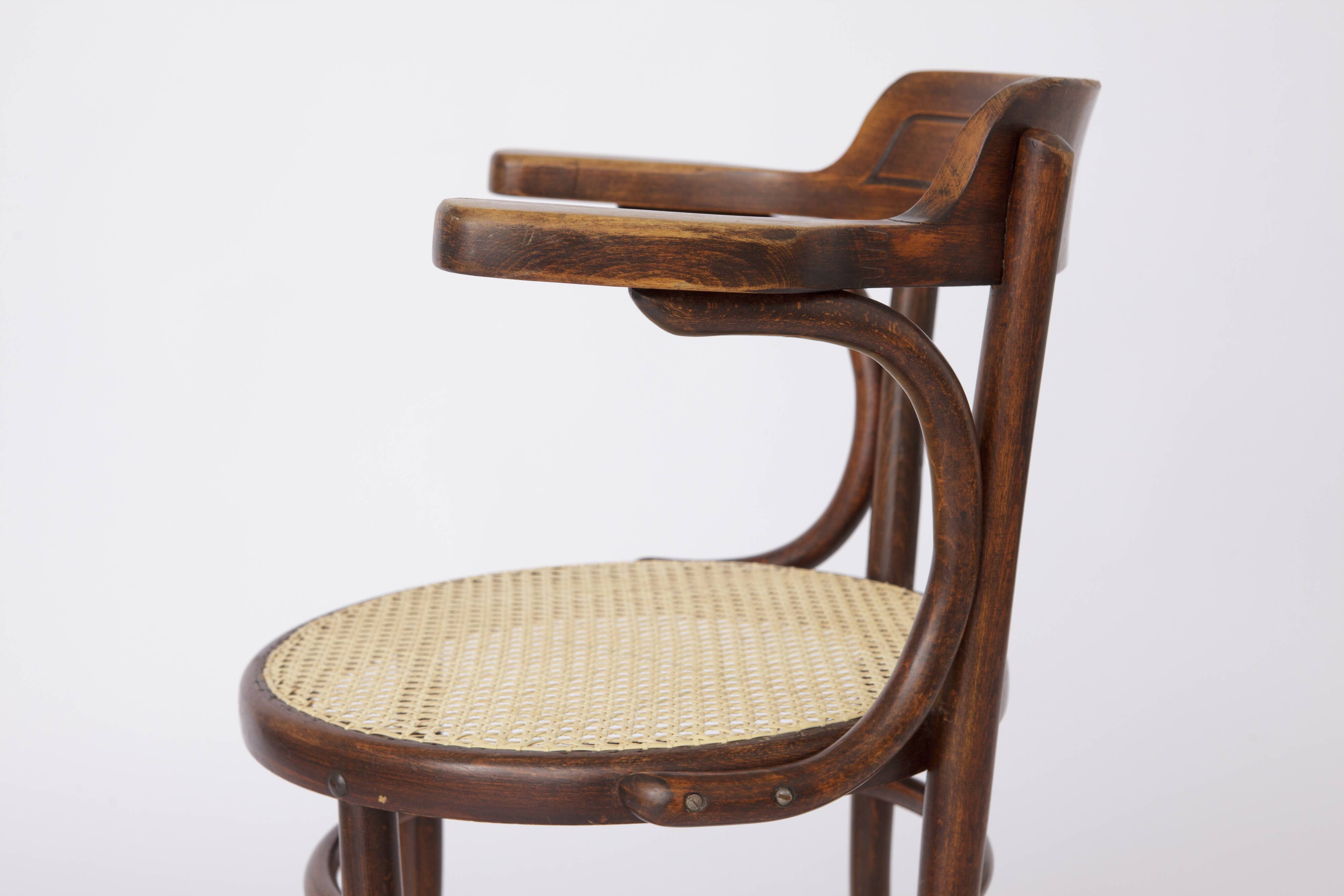 Vintage desk chair bentwood Viennese braid Fischel Austria